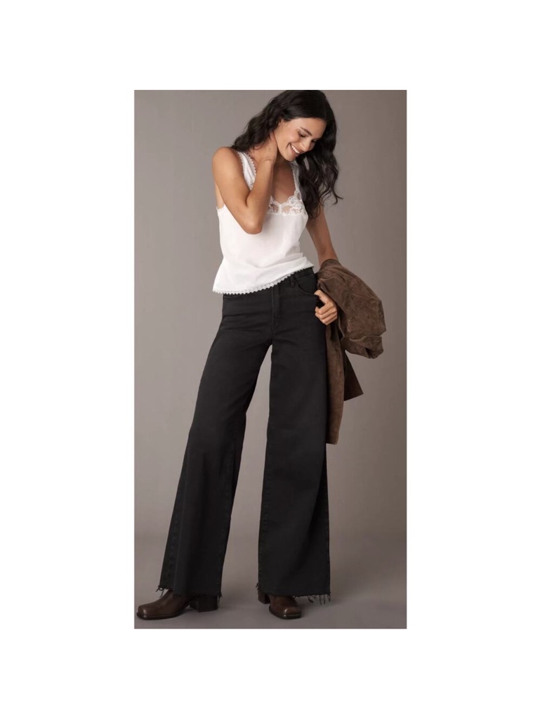 Good American Soft Tech Good Waist Palazzo Jeans In Black Size 24w Nwt